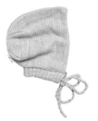 Pletená čepička na zavazování bonetka Boy, Hand Made Baby Nellys, šedá (1)