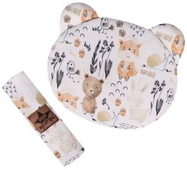 Sada do postýlky, bambusová 2D - dečka + polštářek, Bamboo Happy Animals, bílá (1)