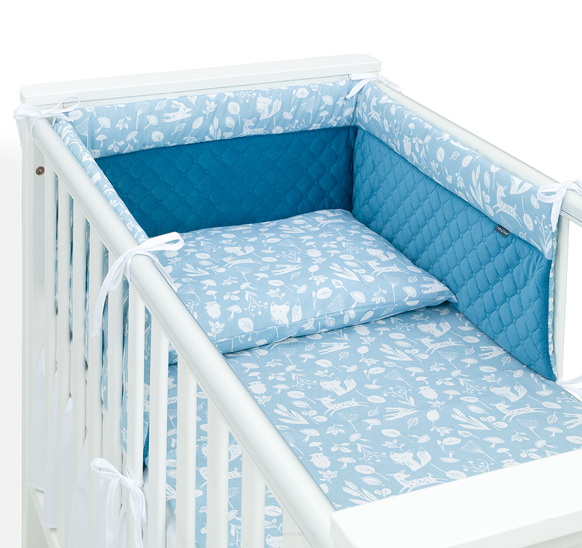 Mantinel s povlečením do postýlky, 3D sada, Nature, 135x100 cm, zelená, velvet