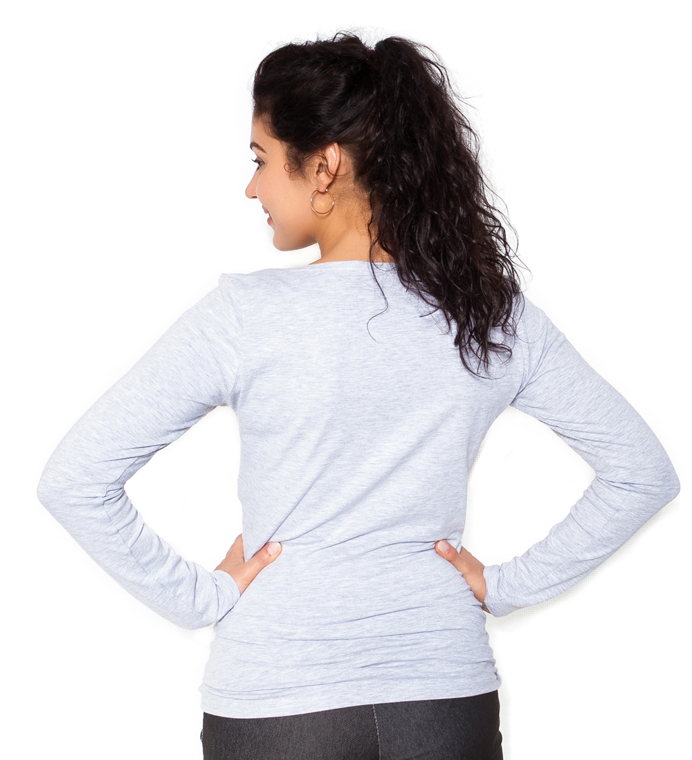 Be MaaMaa Těhotenské triko dlouhý rukáv Made with Love - šedé - L