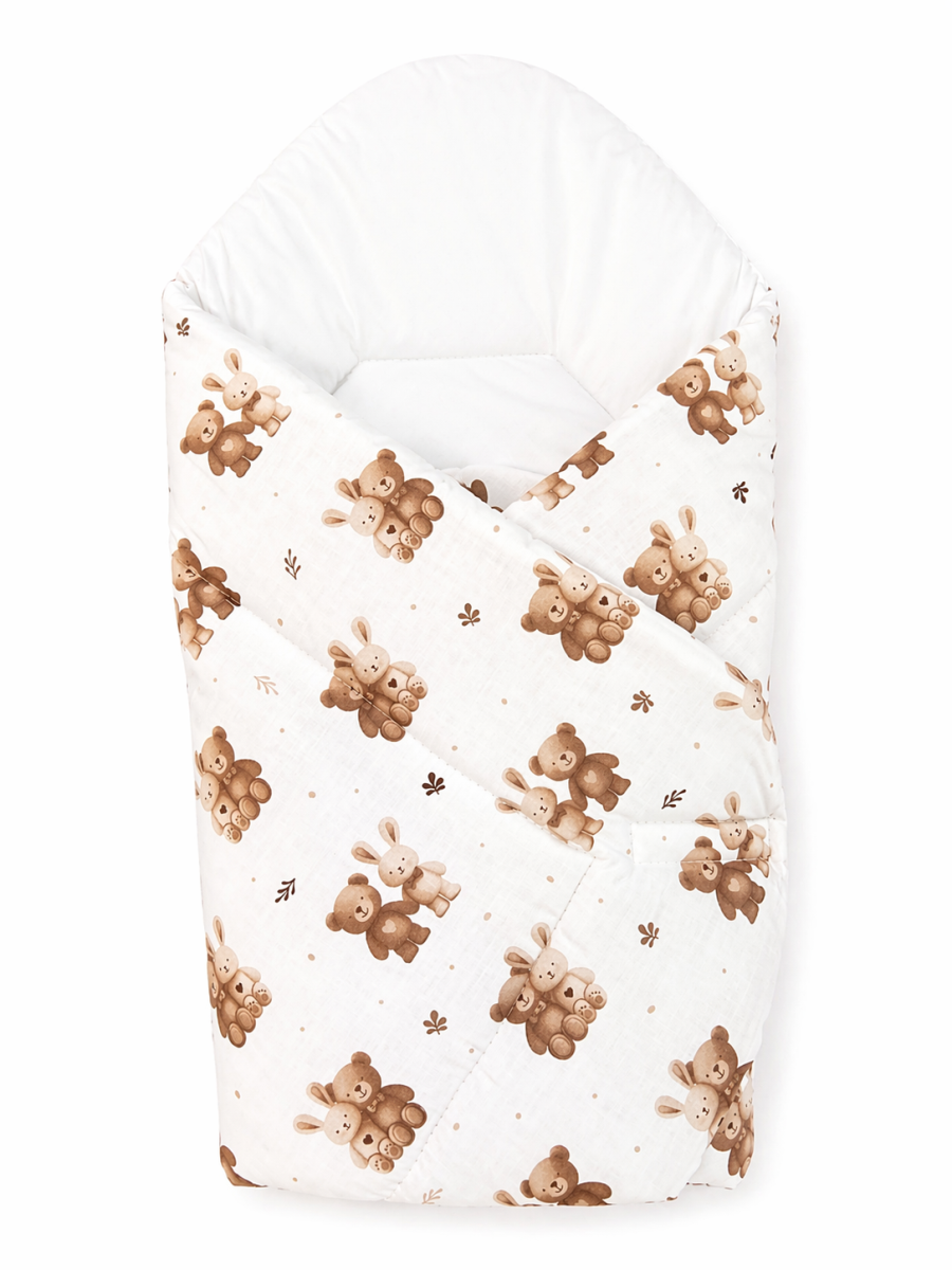 Zavinovačka pro miminko Klasik Medvídek a Zajíček, bílá/hnědá