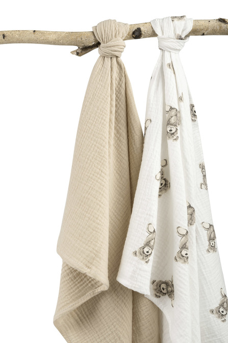 Mušelínové pleny krešované 60×75 cm Teddy beige – sada 2 ks