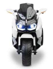 Elektrická tříkolová motorka pro děti TOYZ – 2 motory, LED, USB, bílá (5)