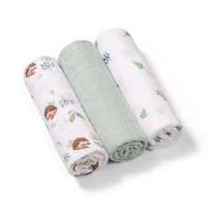 Mušelínové plenky BabyOno, Super Soft mátové 100% bavlna, 3 ks x 70x70cm, Ježek Mušelínové plenky BabyOno, Super Soft mátové 100% bavlna, 3 ks x 70x70cm, Ježek