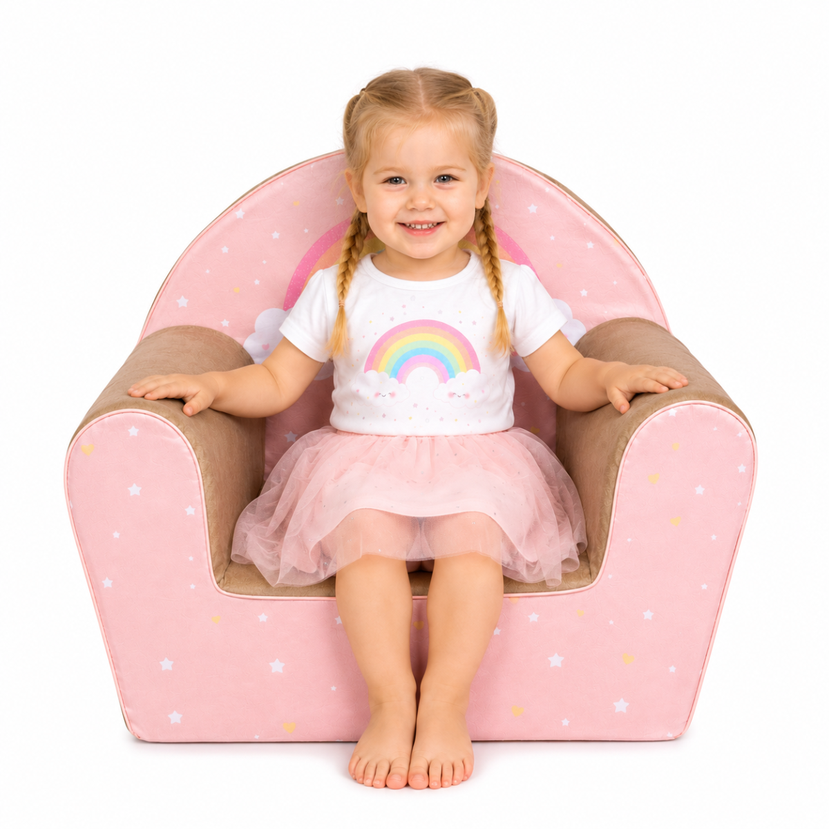 Dětské křesílko Baby Nellys Veselá duha hnědá/béžová
