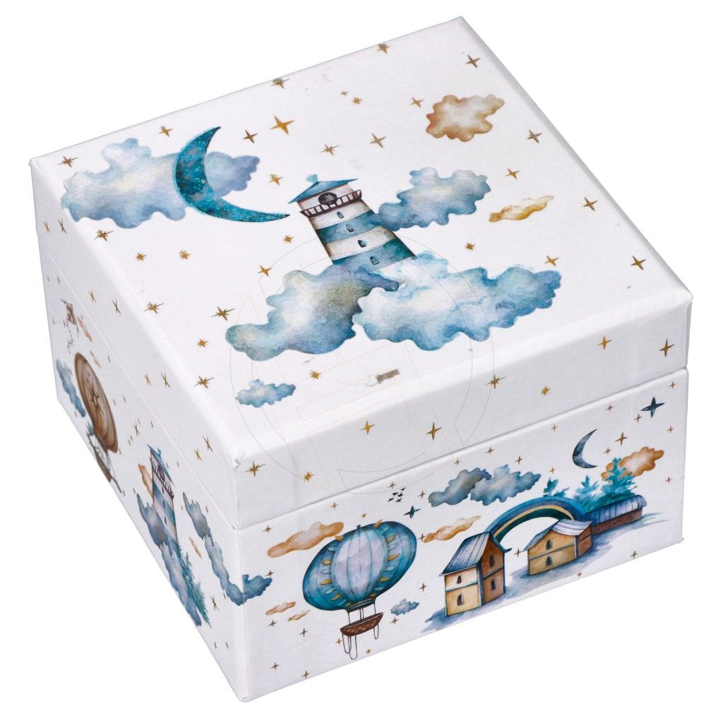 Hrací skříňka/šperkovnice Sladké sny Nef, krémová/modrá