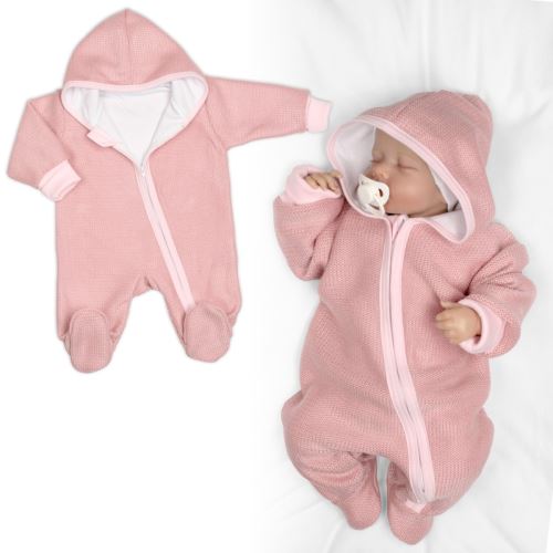Pletený overal s kapucí, CUTE - pudrově růžový (4)