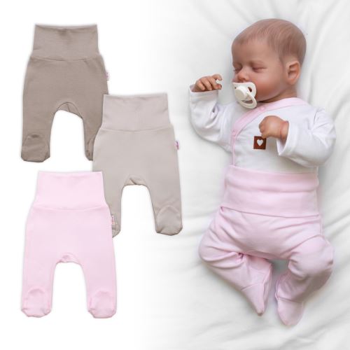 Rostoucí výhodná sada, 3x polodupačky pro miminko Nature - růžová/béžová/taupe
