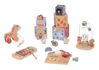 Dřevěná Montessori sada 5v1 Hraj a uč se, Lelin Dřevěná Montessori sada 5v1 Hraj a uč se, Lelin