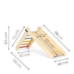 Dřevěná Montessori lezecká sestava pro děti žebřík s rampou (9)