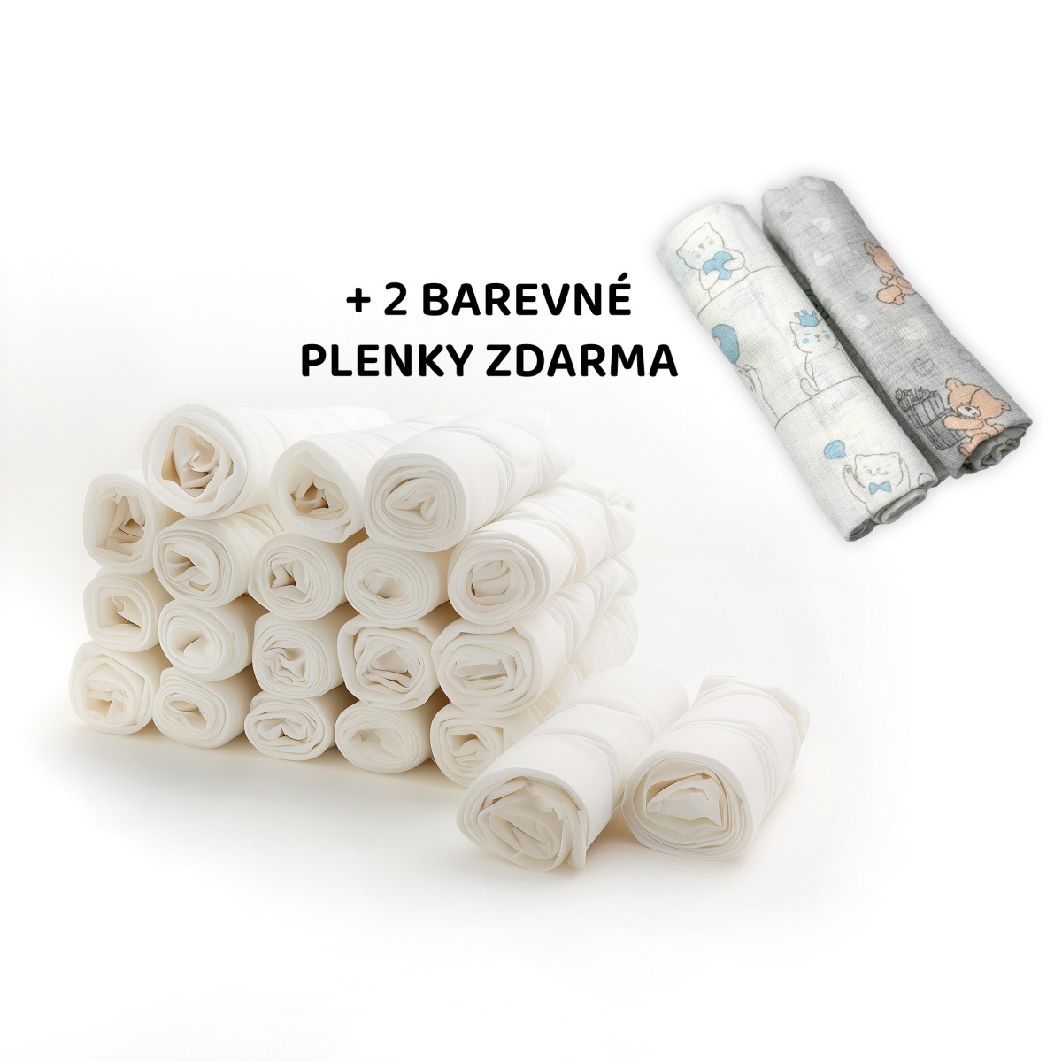 Kvalitní bavlněné pleny TETRA BASIC 80x80cm, 20ks v bal. + 2 ks zdarma