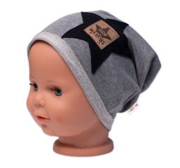 Dětská čepice bavlna, Baby Star, Baby Nellys, šedá Dětská čepice bavlna, Baby Star, Baby Nellys, šedá