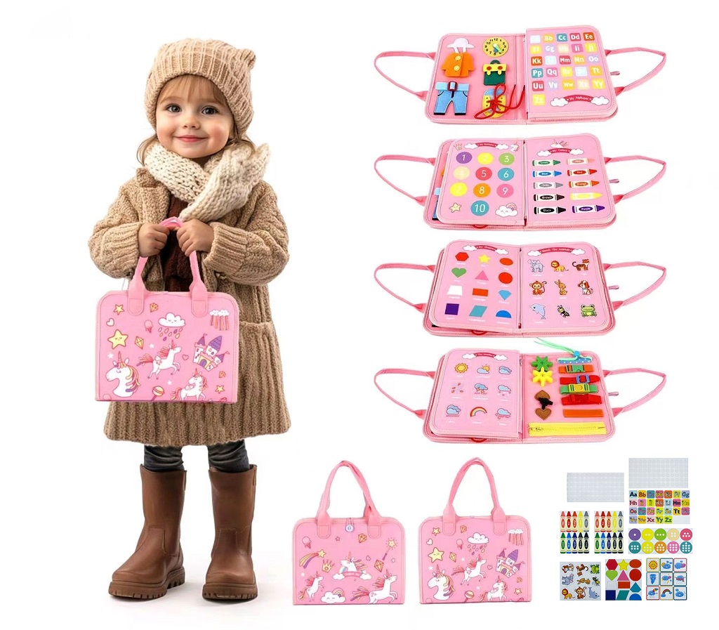 Senzorická látková kniha 2Kids Toys, montessori hračka pro rozvoj motoriky Jednorožec 3