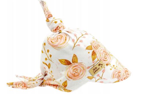 Dětský bavlněný šátek s kšiltem na zavazování, Premium Baby Nellys, růže