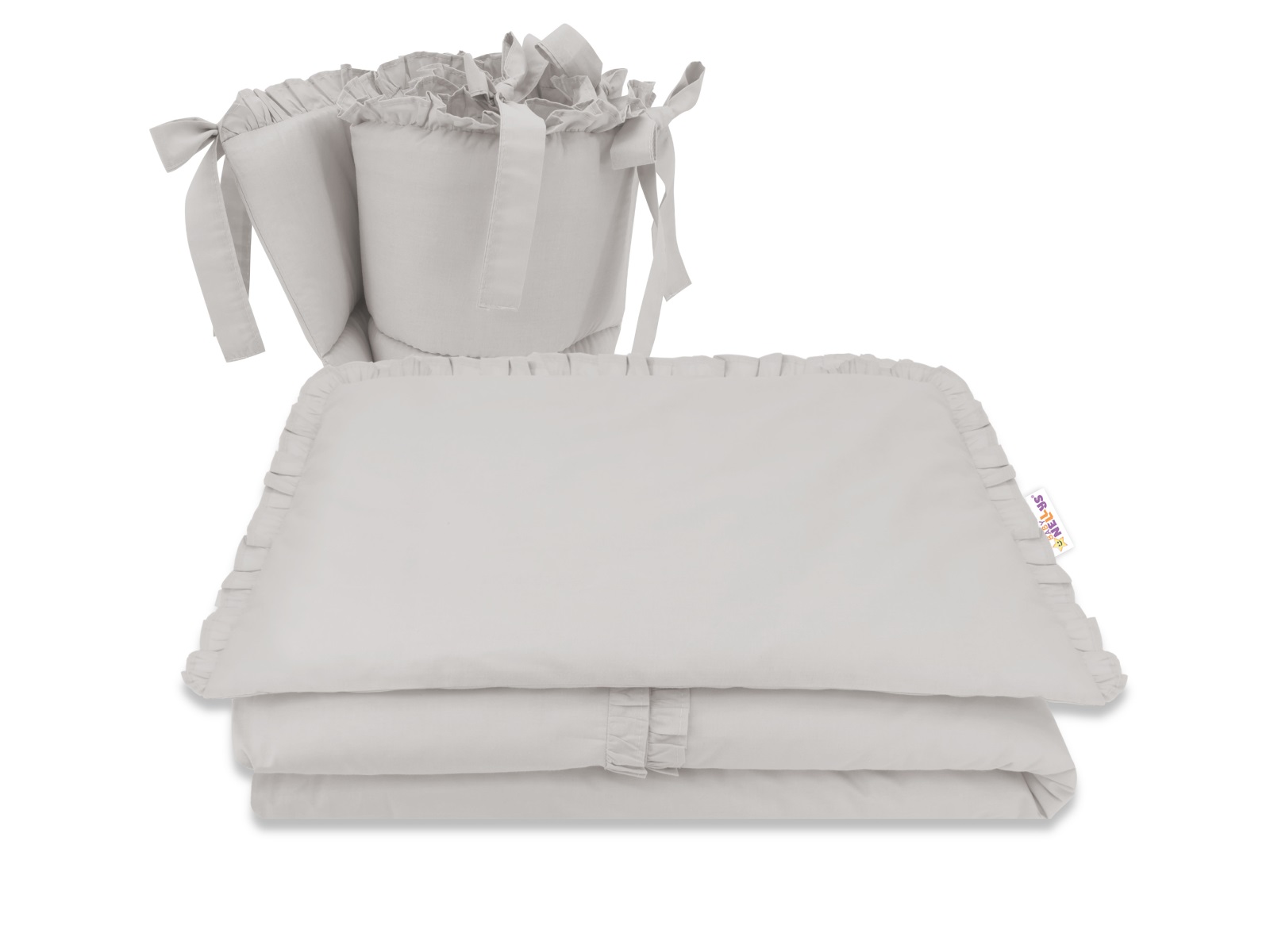 BABY NELLYS 3-dílná sada Mantinel s povlečením, Royal - šedá, 135 x 100 cm