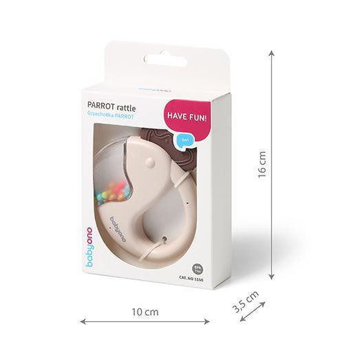 Chrastítko, kousátko pro miminko Papoušek, hnědý, béžový