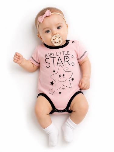 Body krátký rukáv Baby Nellys, Baby Little Star - růžové (1)