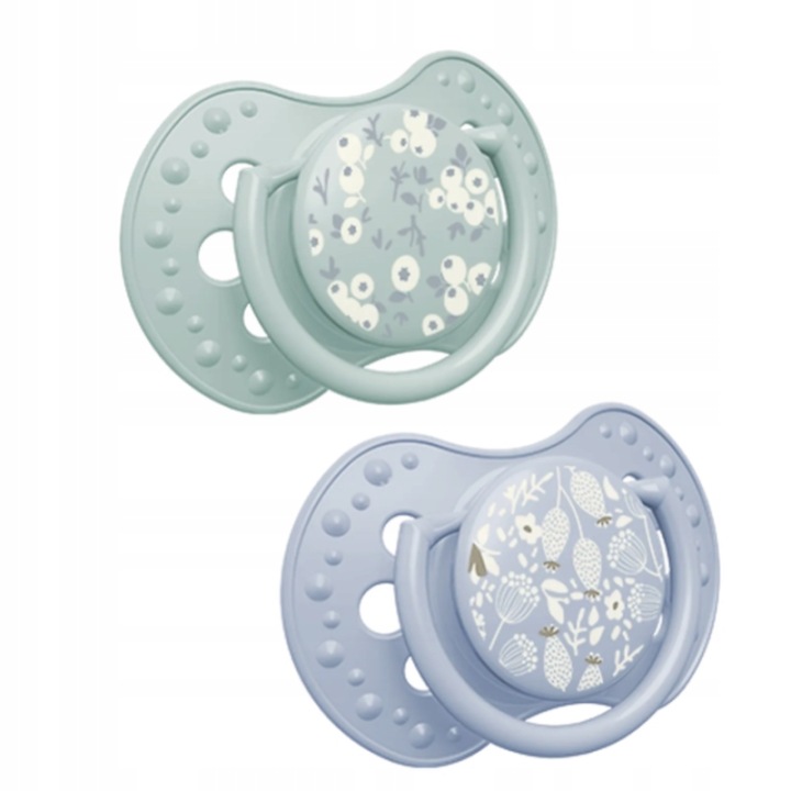 Dynamický dudlík 3–6 m, 2 ks, silikonový, symetrický, nenarušuje sací reflex, Blossom blue