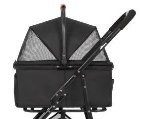 Qppet Bobbie Pet Stroller – kočárek pro psy a kočky černý, do 15 kg, skládací (4)