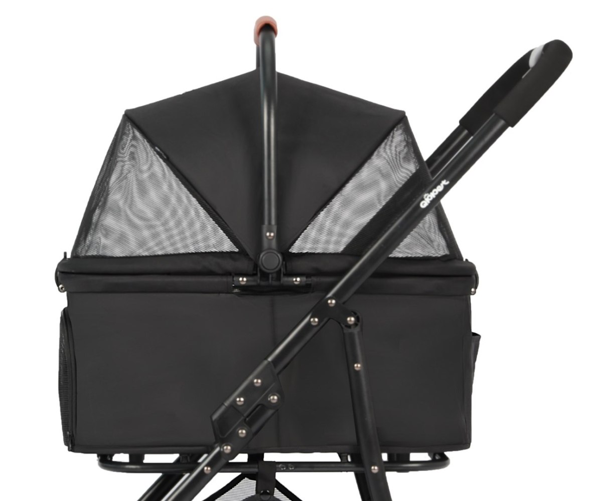 Qppet Bobbie Pet Stroller – kočárek pro psy a kočky černý, do 15 kg, skládací