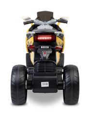 Elektrická tříkolová motorka pro děti TOYZ – 2 motory, LED, USB, žlutá (7)