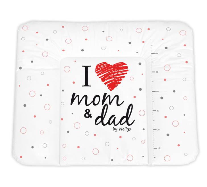 Přebalovací podložka, měkká, I LOVE, 85 x 72 cm, Nellys - bílá/červená